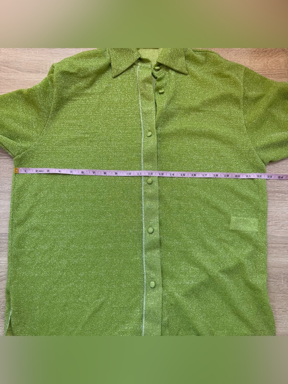 Oseree Lumiere Long Sleeves Shirt In Sparkle Lime Green M/L — image 8 of 8